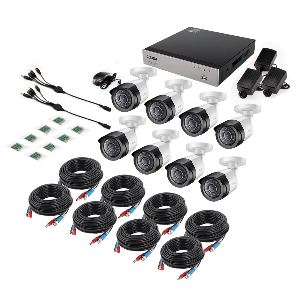 ZOSI 8CH электронная почта оповещение комплекты видеонаблюдения 1080P HD TVI DVR 8 шт. 2.0MP ИК