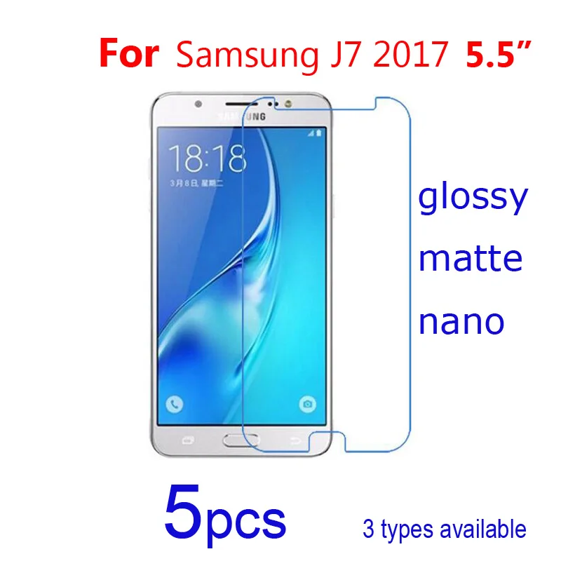 5 защитных пленок для экрана Samsung J5 2017/J7 2017 прозрачные/матовые/анти-взрывные пленки Nano Protective Films Galaxy J730/J530f on.