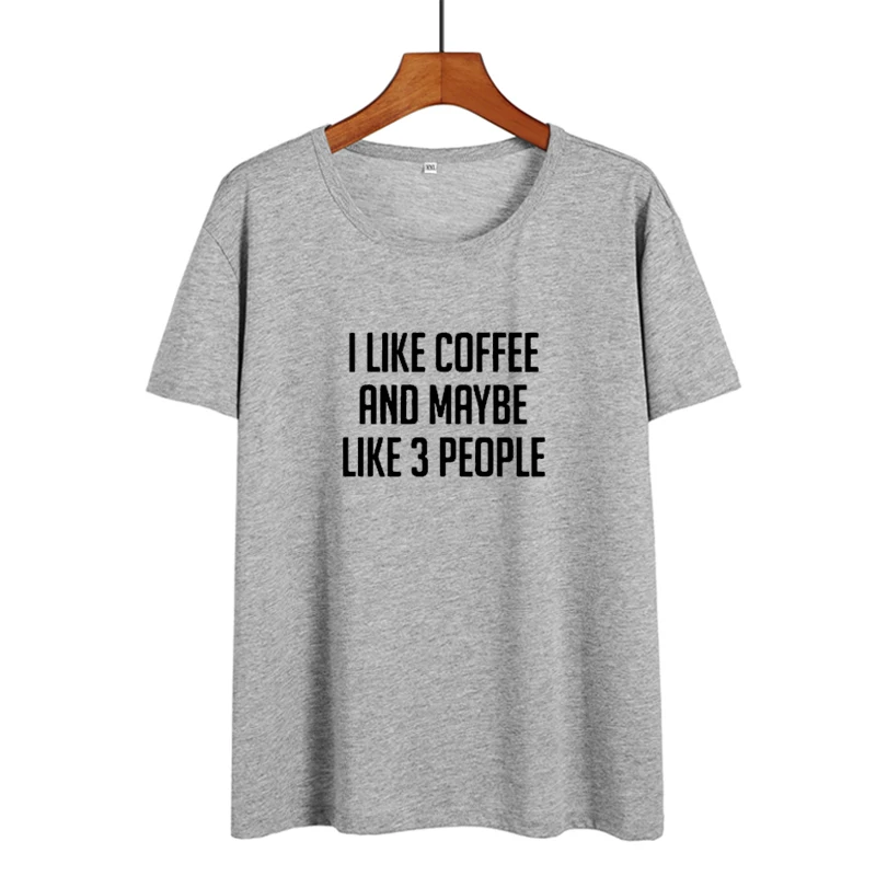 gray-black Moda Mujer летняя футболка I Like coffee Tumblr Harajuku coffee Lovers слоган Ulzzang черная белая футболка женская одежда топы - Цвет: gray-black