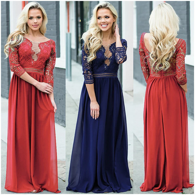 Новинка лета 2019 модное сексуальное женское платье с длинным рукавом Макси-платья