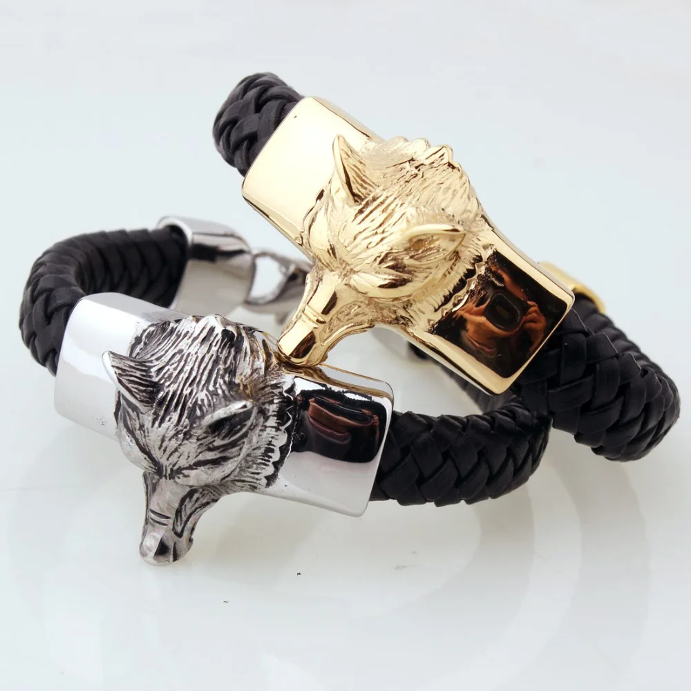 Новое поступление мужской браслет из нержавеющей стали с головой волка стильные