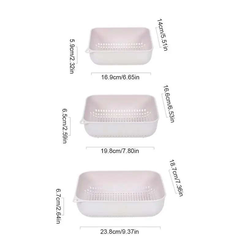 3Pcs Household Plastic Storage Basket For Kitchen Water Filter Fruit Vegetable Washing Leak Basin Organizer | Дом и сад