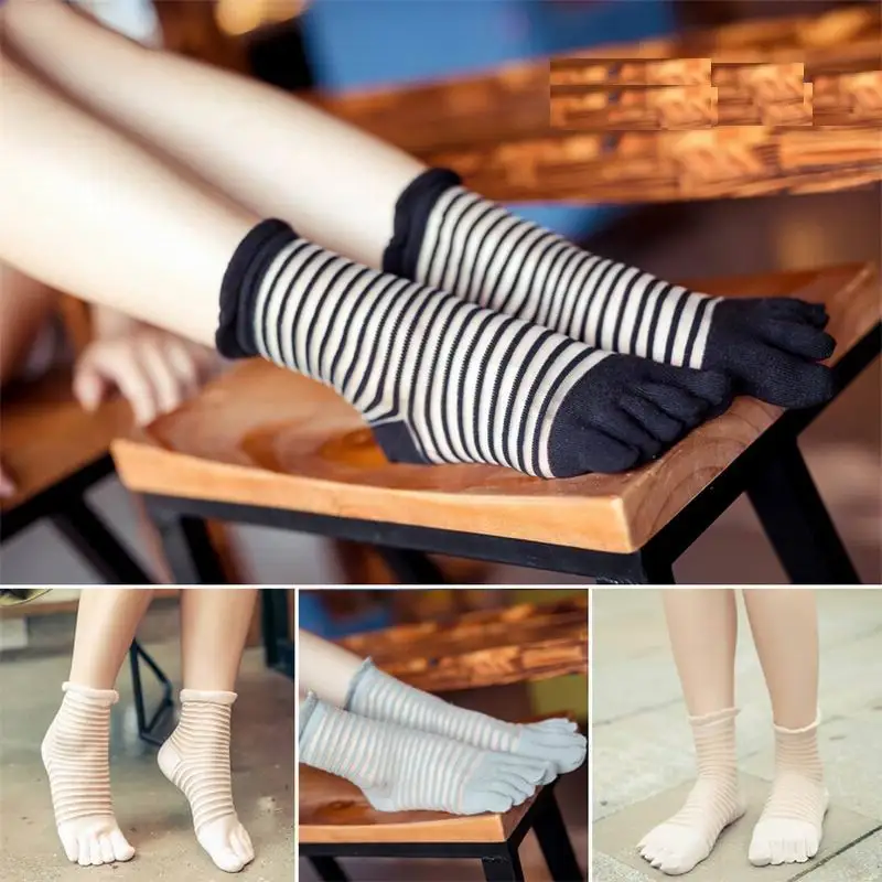 Летние женские носки с пятью пальцами Повседневные Дышащие до щиколотки S3471|ankle