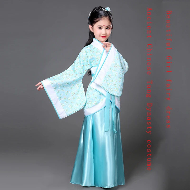 Ancient chinese costume kid hanfu tang dynasty traditional dress girlbaby princess toddler fairy beauty child ballroom dance | Детская