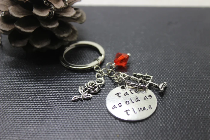 Брелок Beauty and the Beast 12 шт./лот винтажная серебряная подвеска в виде ключа|key chain|pendant