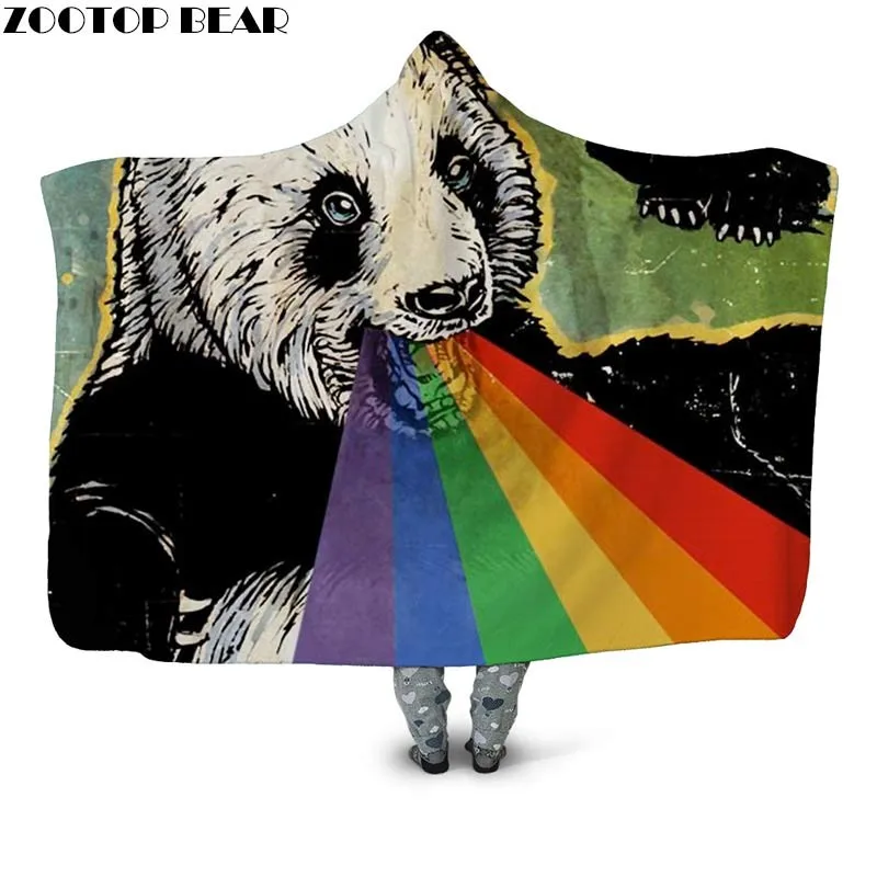 

Panda Animal Throw Blanket Hooded Blanket Popular Travel Home Office Wearable Bedspread Fashion Plush Blanket Funny