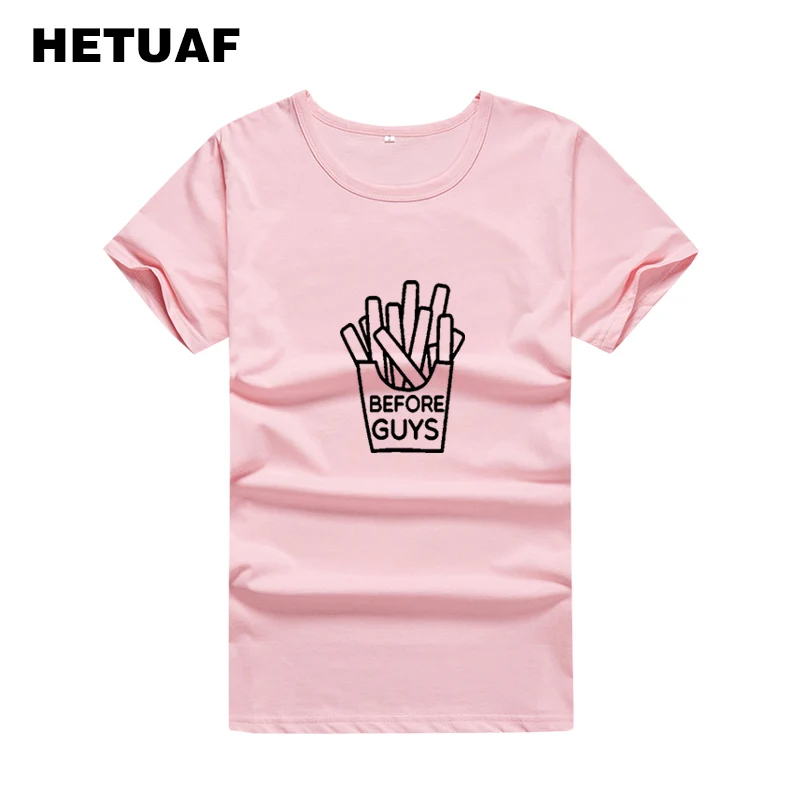 HETUAF надпись &quotFries Before Guys&quot принтовые тройники женские Ulzzang Harajuku футболки Tumblr