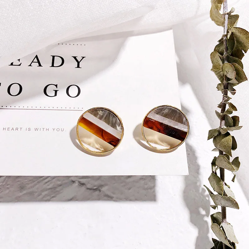 Korean Fashion Geometry Stud Earrings For Women Girl Acetic Acrylic Color Earring Charm Summer Sweet Jewelry Female Bohemia Z31 | Украшения