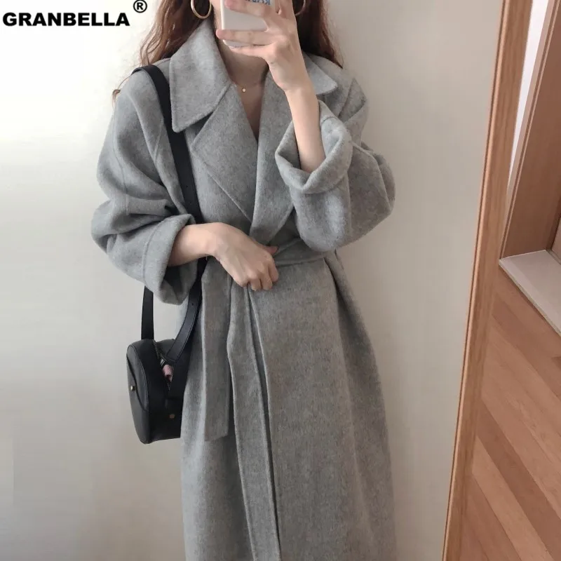 Женское длинное пальто в Корейском стиле осенне зимняя Свободная верхняя одежда
