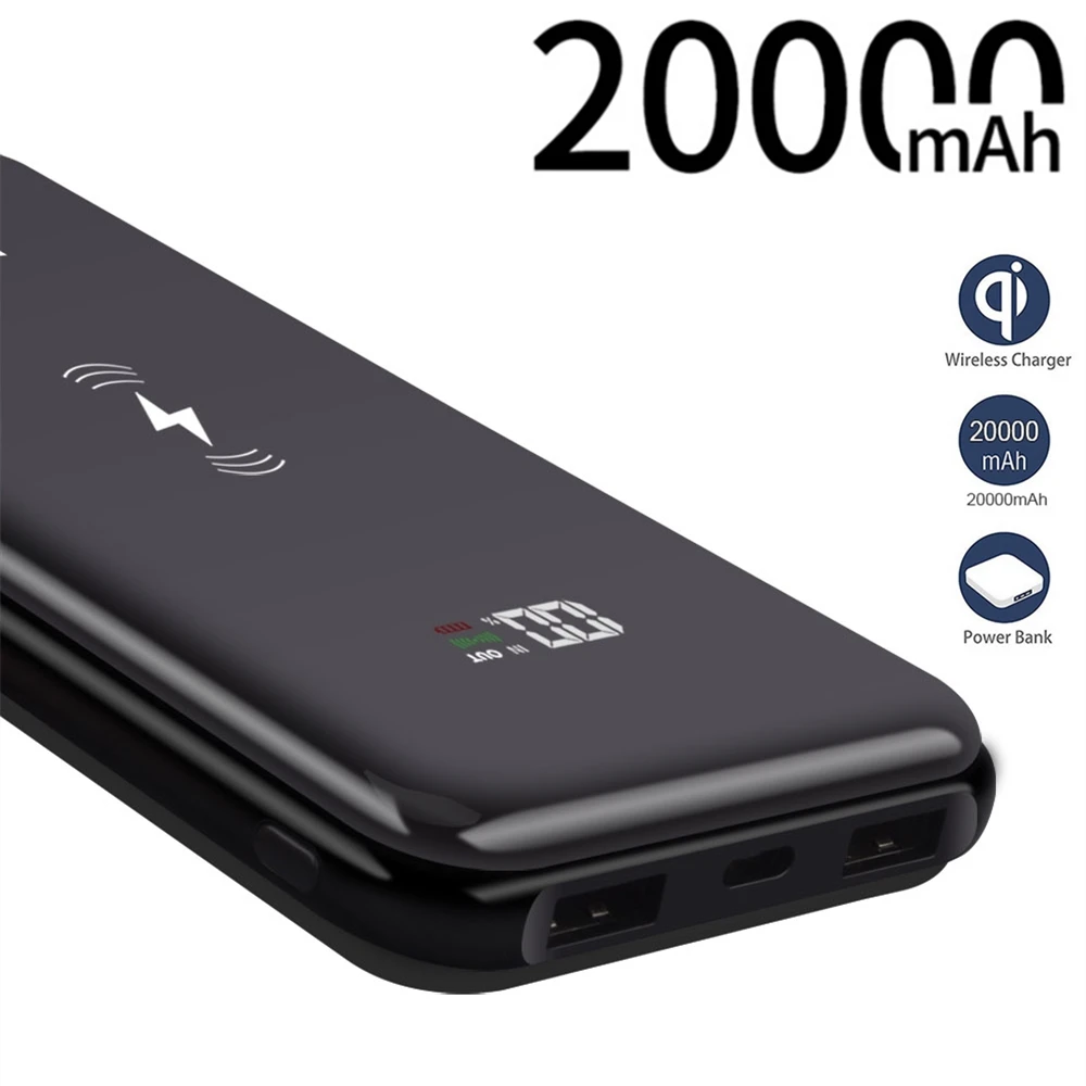 Беспроводное зарядное устройство FDGAO QI power Bank 20000 мАч для iPhone X 8 samsung S10 S9 Xiaomi батарея USB зарядка быстрая Беспроводная зарядная панель