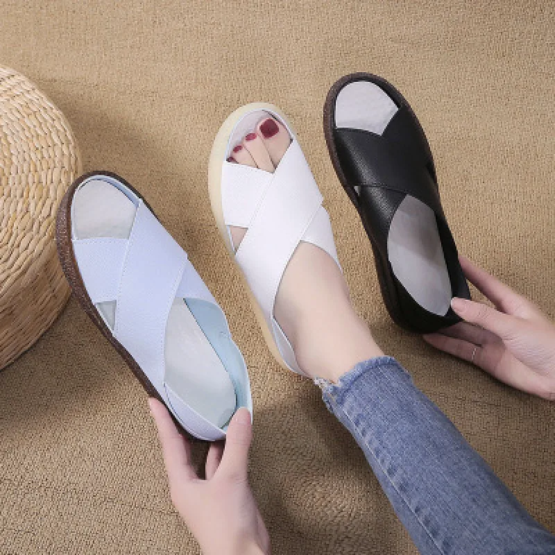 

Sandals Female 2019 New Wild Korean Version Of Pregnant Women Shoes Summer Flat Mother Comfortable Slippers Outside Wear