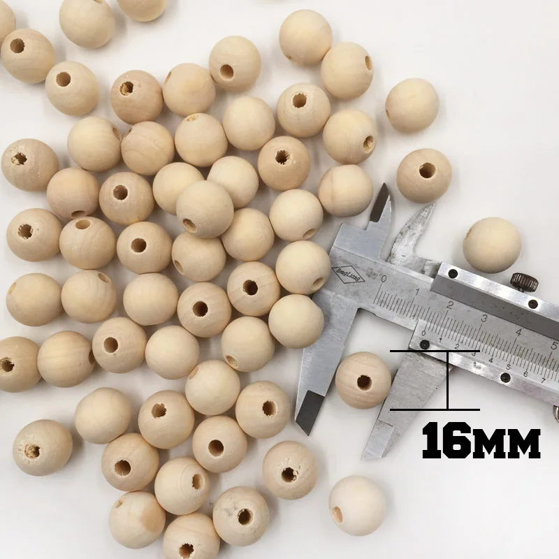 16mm 100pcs 50-100 шт натуральные деревянные бусины 6-20 мм для браслет с подвеской оптом детские деревянные круглые бусины - Цвет: 16mm 100pcs