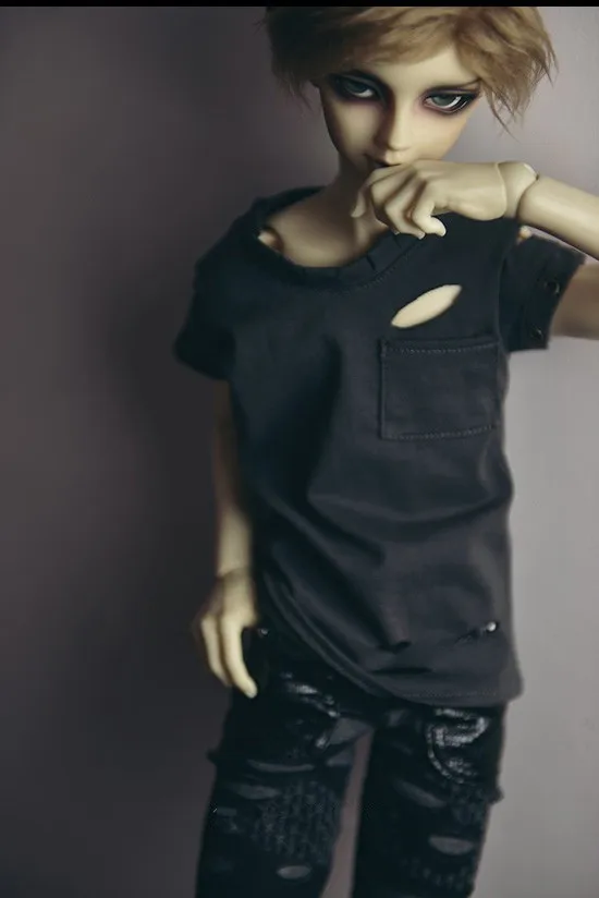 Панк уличная Классическая Серая Футболка с отверстиями для BJD 1/4 1/3 SD17 Одежда