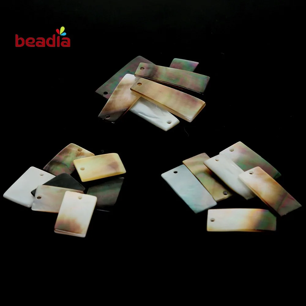 6 шт. прямоугольные бусины из Натуральной Черной раковины разных размеров