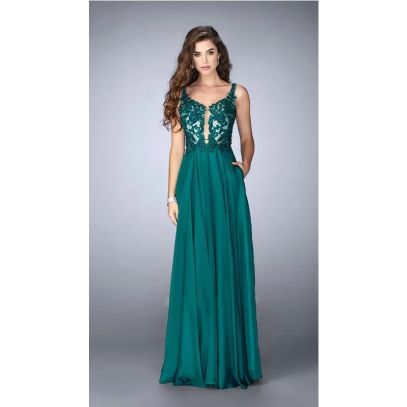 2017 Вечернее Платье На Заказ Вечерние Платья Длинные V Шеи Аппликация Элегантный