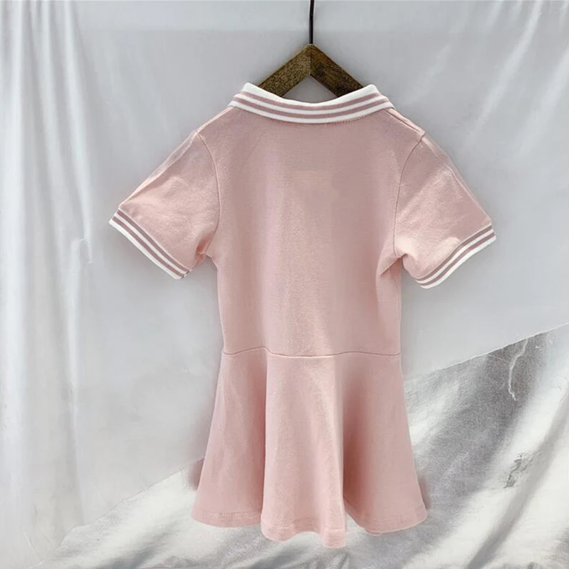 Летнее платье для девочек, новое дизайнерское поло, Vestidos, одежда с короткими рукавами и оборками, повседневное Спортивное детское платье для девочек