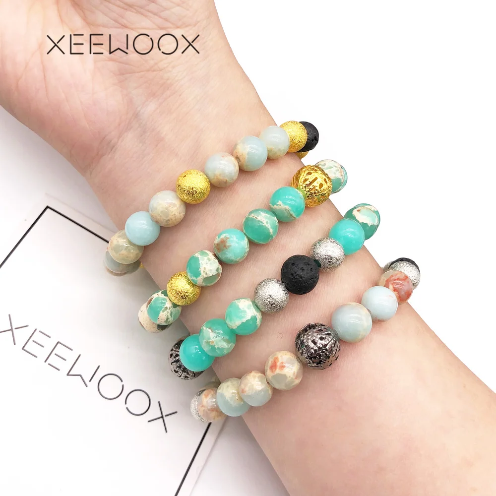 Colorful Couple Yoga Lava Essential Oils Diffuser Bead Bracelet For Woman Man Girl Natural Stone XEEWOOX Boho Bohemia Gift | Украшения и