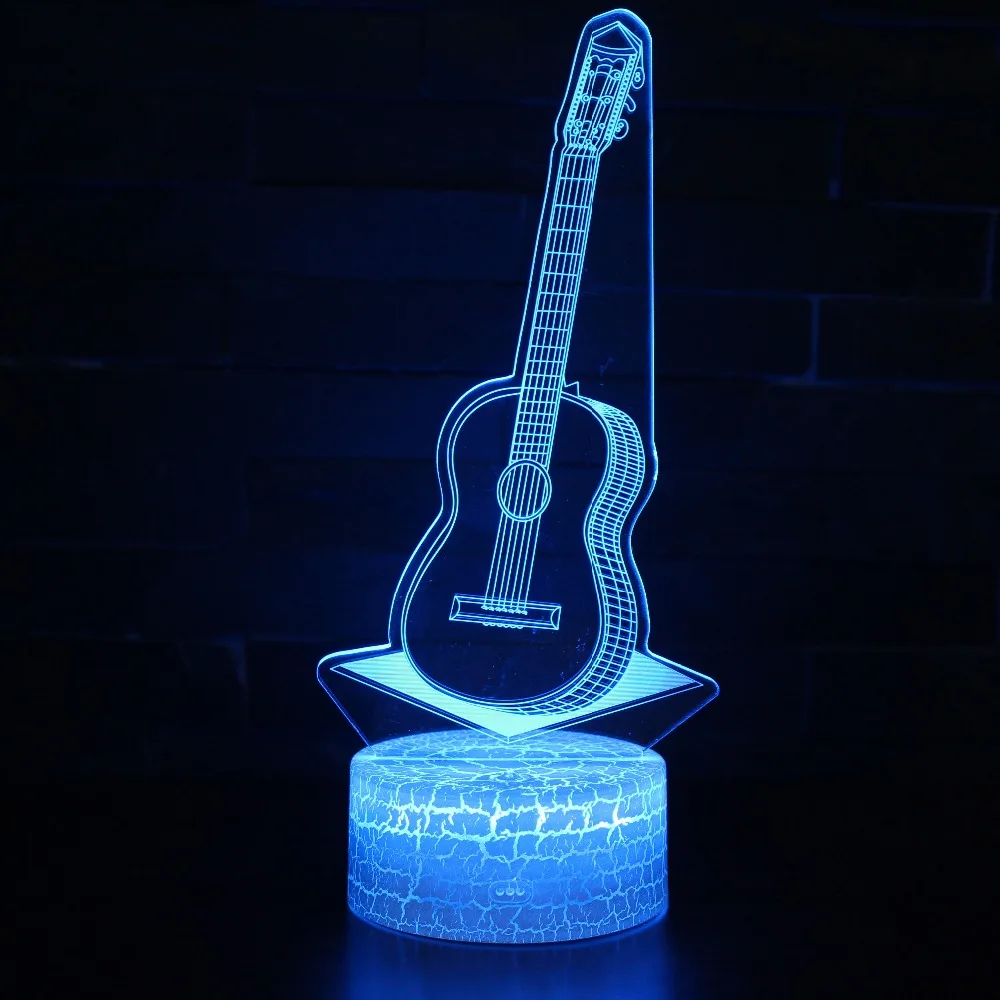 7 цветов гитара барабана Sax LED 3D Иллюзия визуальный ночник Творческий Спальня Украшение стола свет новинка красочные лампы Abajur