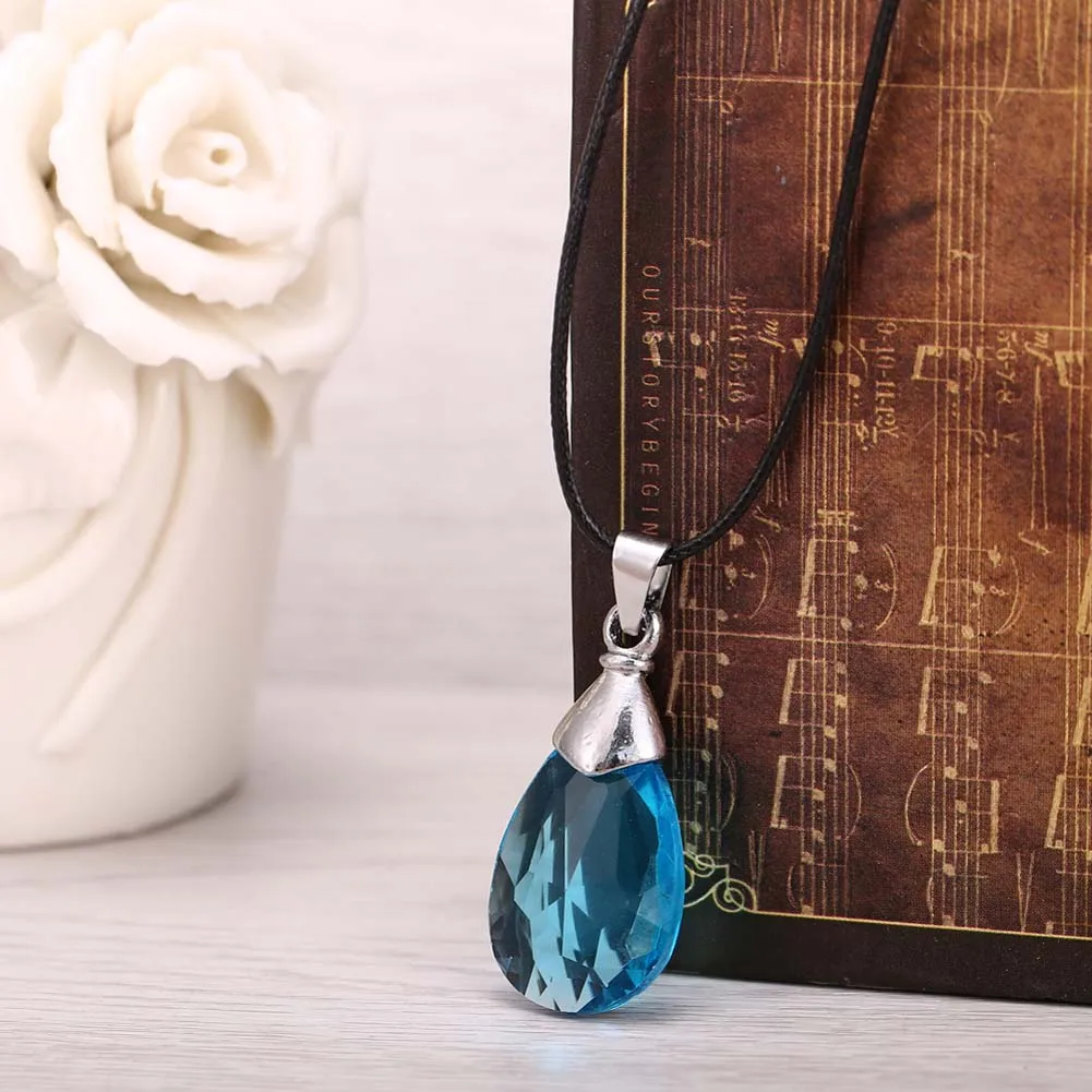 Горячее аниме меч искусство онлайн металлическое ожерелье синий кристалл кулон