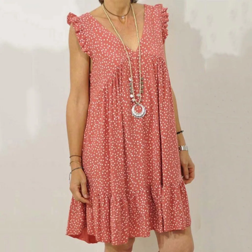 Женское пляжное платье в горошек JAYCOSIN повседневное мини-платье с v-образным