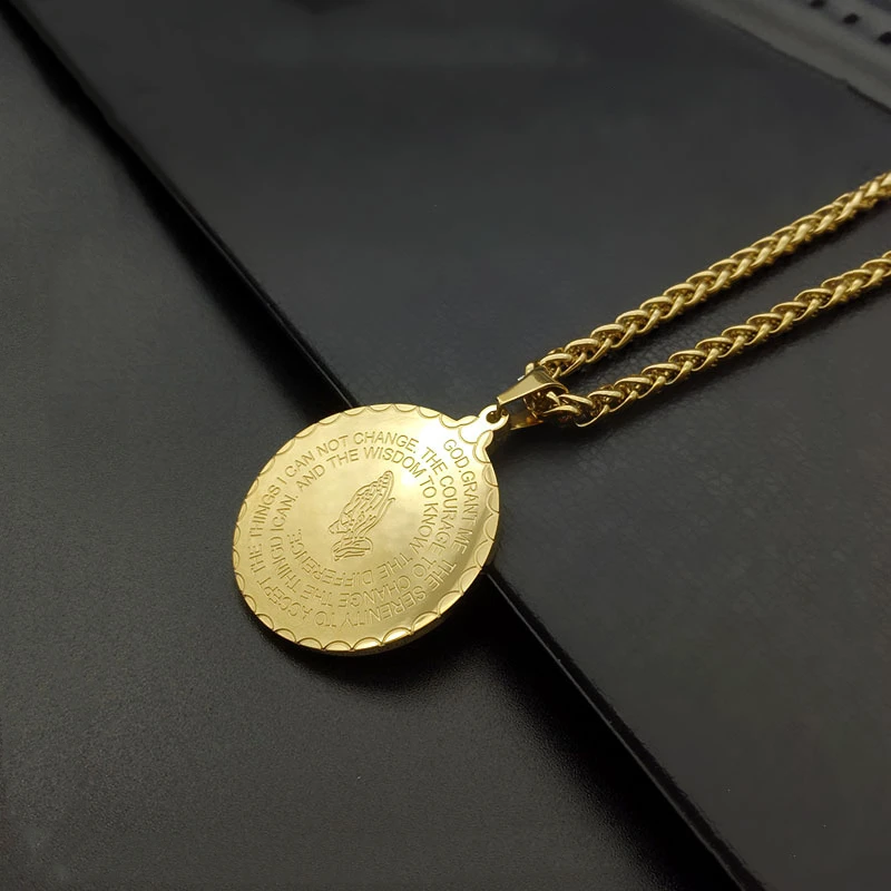 Религиозные молитвенные руки подвеска золотая медаль из нержавеющей стали