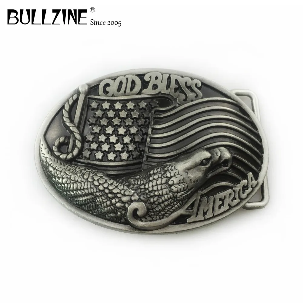 Оптовая продажа цинковый сплав Bullzine ретро-Орел с флагом США GOD bless America пряжка