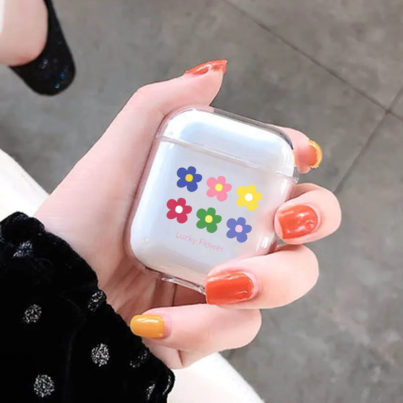 Прозрачный цветочный роскошный мягкий чехол для наушников Airpods 1/2 милый