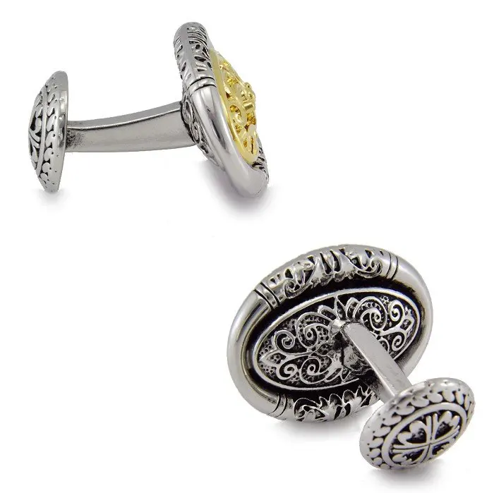 Спарта белый золотой Гальванизированный камень желаний запонки мужские +