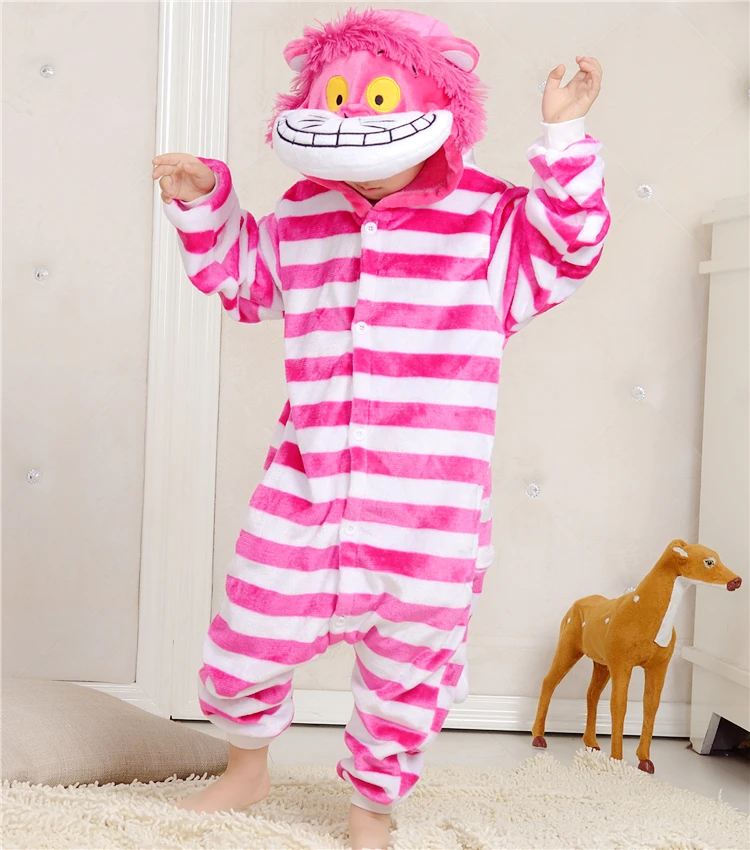 

Kigurumi Christmas Sleepsuit Cheshire Cat Pajamas Onesie Animal Rompers Jumpsuit Cartoon Cosplay Costumes Children Unisex Pyjama