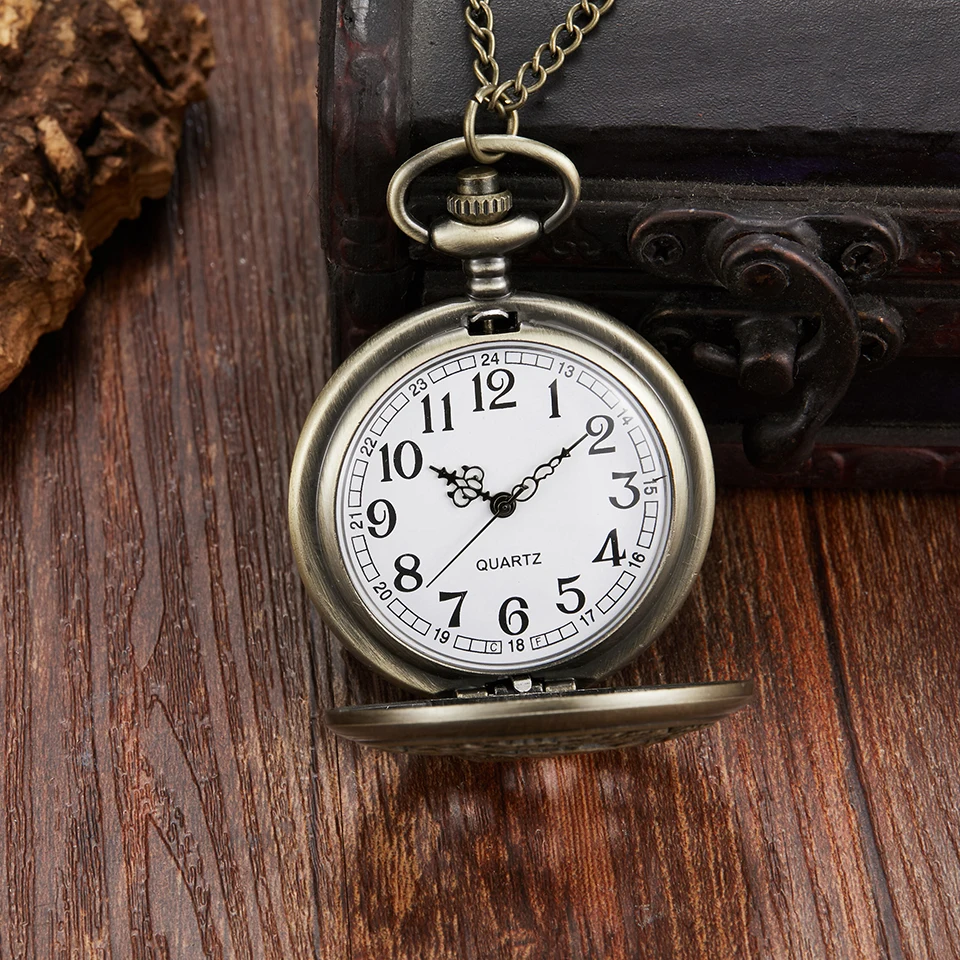 Мужские карманные часы с лазерной гравировкой страуса 2 птицы резьба флип-чехол