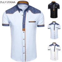 zogaa mens shirts fashion denim short sleeve formal shirts man casual summer clothing tops slim cotton plus size male shirts