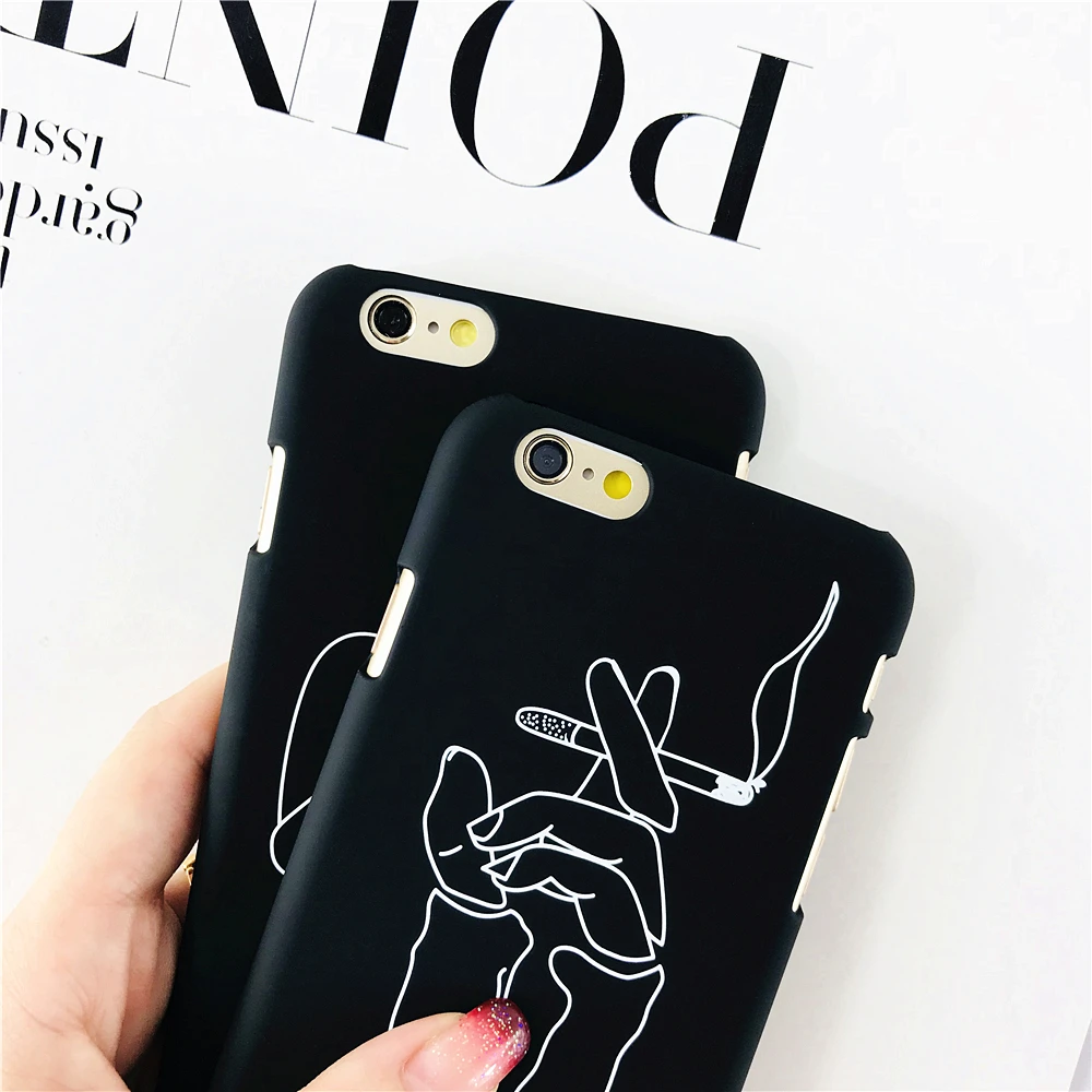 Cases For iPhone 6S 6 Simple Lines Fingers Smoke Character Face Patterned Phone IPhone Plus Hard Back Cover | Мобильные телефоны и