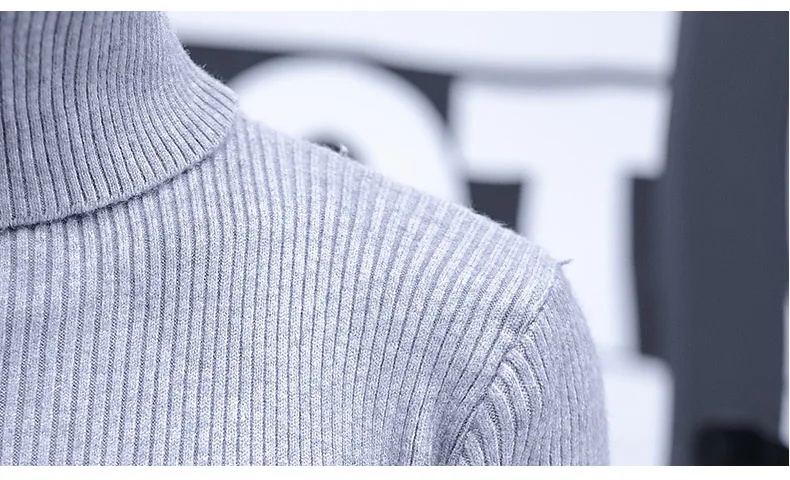 Мужская однотонная водолазка с длинными рукавами Классический Простой пуловер