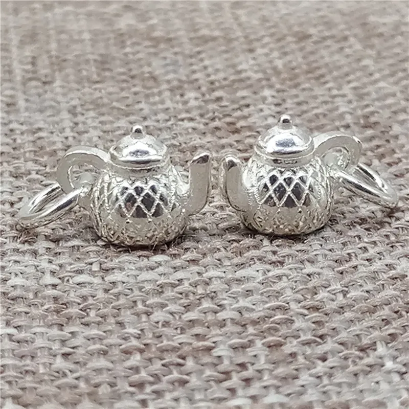 925 Sterling Silver 3D Small Teapot Tea Pot Charms Pendants for Necklace Bracelet Earring | Украшения и аксессуары