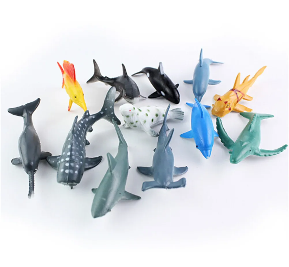 

24 шт./лот модельные игрушки из ПВХ 4-7 см, игрушечные рыбки для бассейна, игрушка для раннего развития, морские животные, фигурки, подарок для д...
