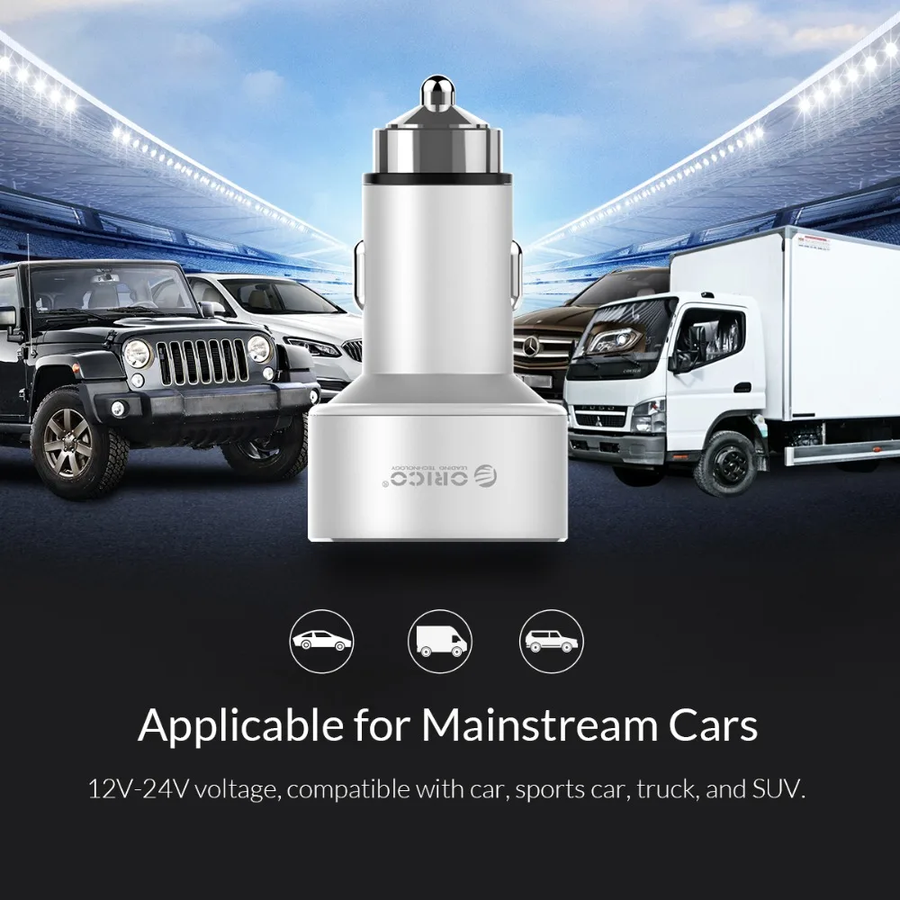 ORICO QC3.0 автомобильное зарядное устройство 30 Вт макс двойной USB Автомобильное зарядное устройство мобильного телефона зарядное устройство для банка питания мобильного телефона планшета gps
