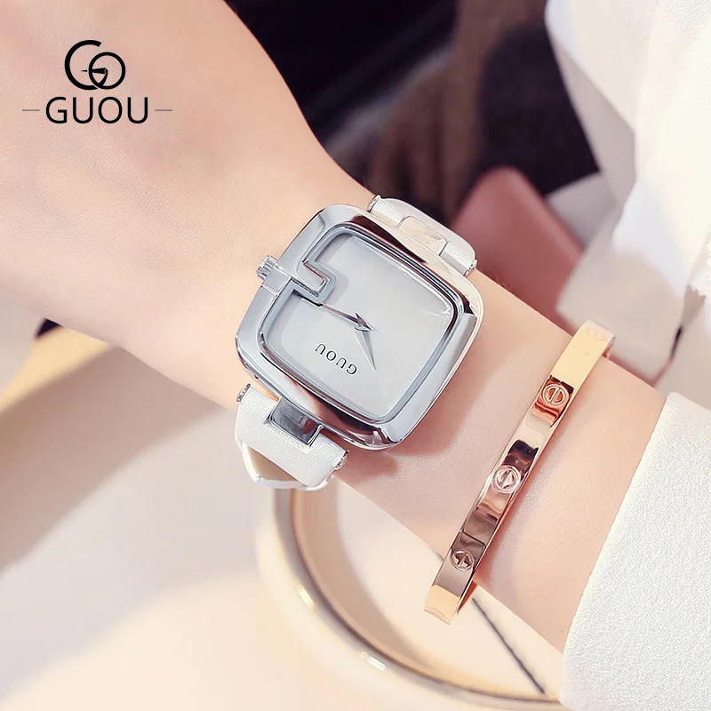 GUOU Кварцевые часы Женские Ldaies брендовые известные наручные женские кварцевые