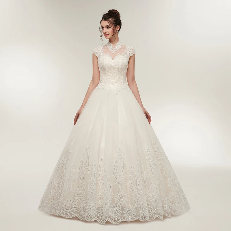 Forevergracedress Cap Sleeves Wedding Dresses 2019 A Line Lace Up Back Formal Bride Bridal Gowns Plus Size Custom Made | Свадьбы и