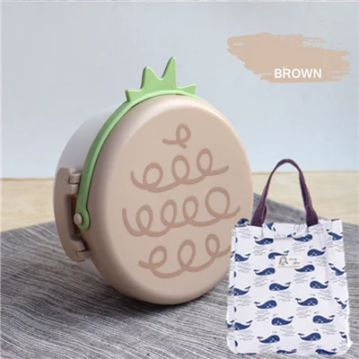 Brown-bag Портативный Ланч-бокс для еды, фруктов, контейнер для пикника из нержавеющей стали, двухслойный герметичный Бенто-бокс, кухонные аксессуары, инструмент - Цвет: Brown-bag