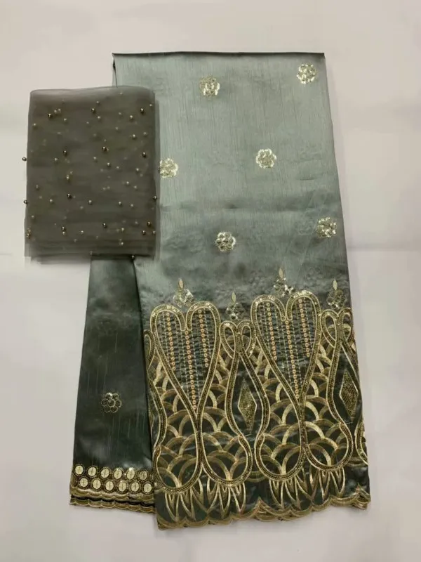 Африканский Джордж кружево с 2 ярдов бусины Тюль Кружево Высокое качество Ткань