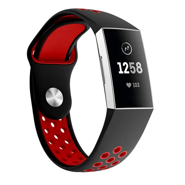 Black Red Ремешок для часов Fitbit Charge 3, спортивный мягкий силиконовый сменный ремешок для Fitbit Charge3, браслет, ремешок для часов - Цвет: Black Red