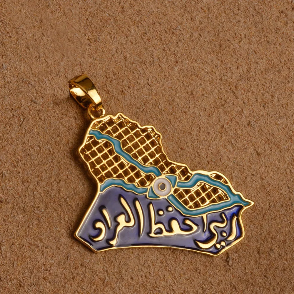 Золотистые ожерелья с подвесками в виде карты Ирака для женщин и мужчин ожерелье