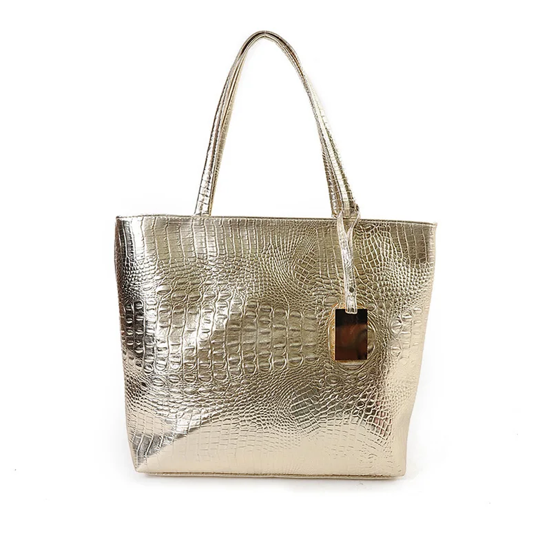 Модный Бренд Женщин Сумки На Ремне Серебро Золото Крокодил Сумочка Кожа PU