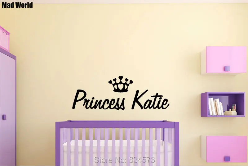 Безумный мир ИНДИВИДУАЛЬНЫЙ PRINCESS имя Crown стены Книги по искусству Наклейки