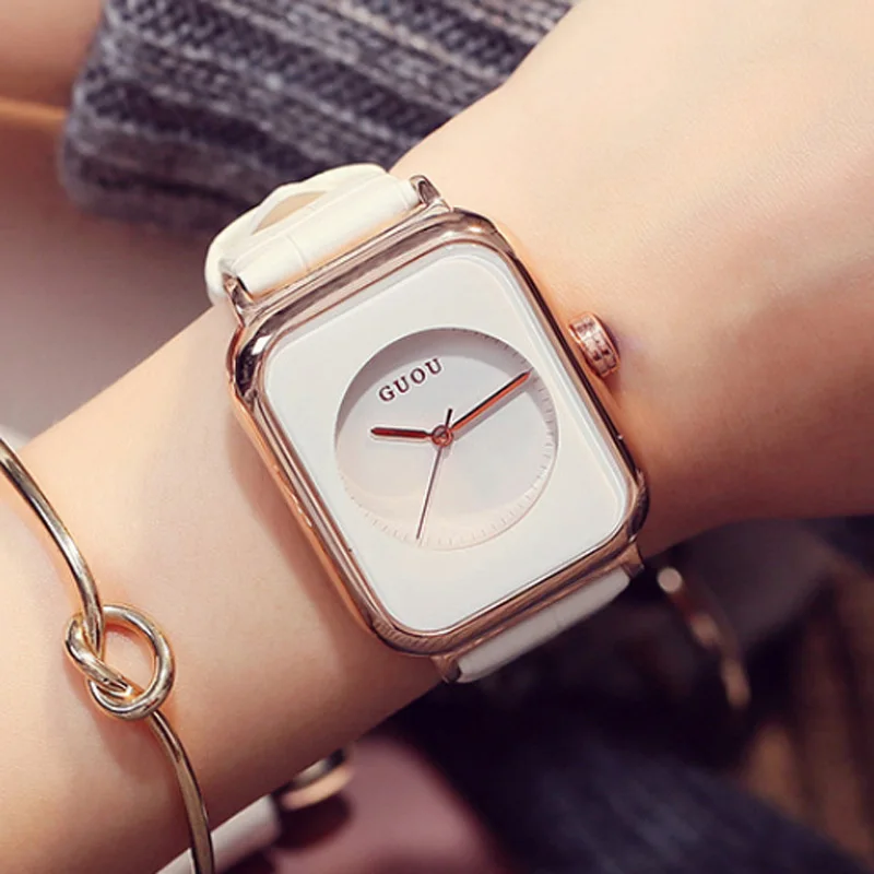 Женские часы-браслет GUOU, модные женские часы, роскошные часы reloj mujer, часы для женщин, кожаные часы для женщин, relogio saat