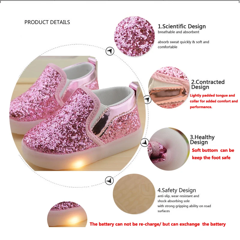 New Boys Girls Led Light Up PU Leather Children Shoes Luminous Glowing Flats Sneaker Sports Casual Running Kids Shoe Size 21-30 | Детская