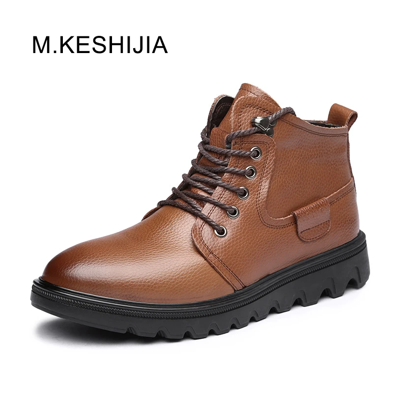 M.KESHIJIA Autumn Winter Men Boots 38-44 Vintage Style Shoes Casual Fashion High-Cut Lace-up Warm Hombre | Обувь