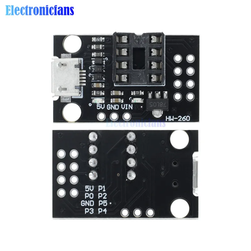 Подключаемая неизолированная плата для разработки ATtiny13A ATtiny25 ATtiny45 ATtiny85 редактор