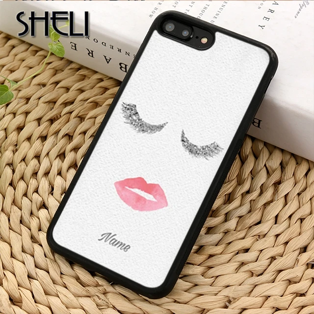 SHELI персонализированные ресницы губы поцелуи чехол для телефона iPhone 5 6s 7 8 plus 11 pro X