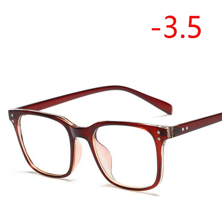 Myopia 350 1,56, асферические линзы, очки по рецепту, для женщин и мужчин, Ретро стиль, Rice Nail TR90, квадратные очки для близорукости, черная оправа, 0~-4,0 - Цвет оправы: Myopia 350